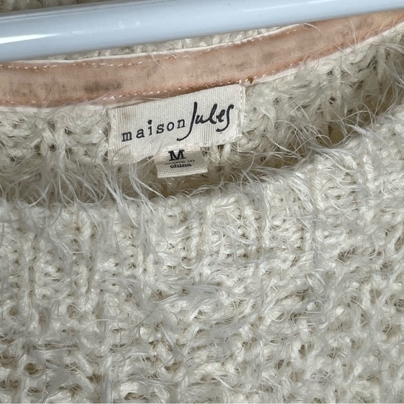 Maison Jules Cream Eyelash Sweater size medium. - Picture 6 of 6